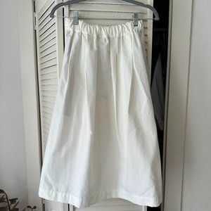 Raw silk white A-line skirt